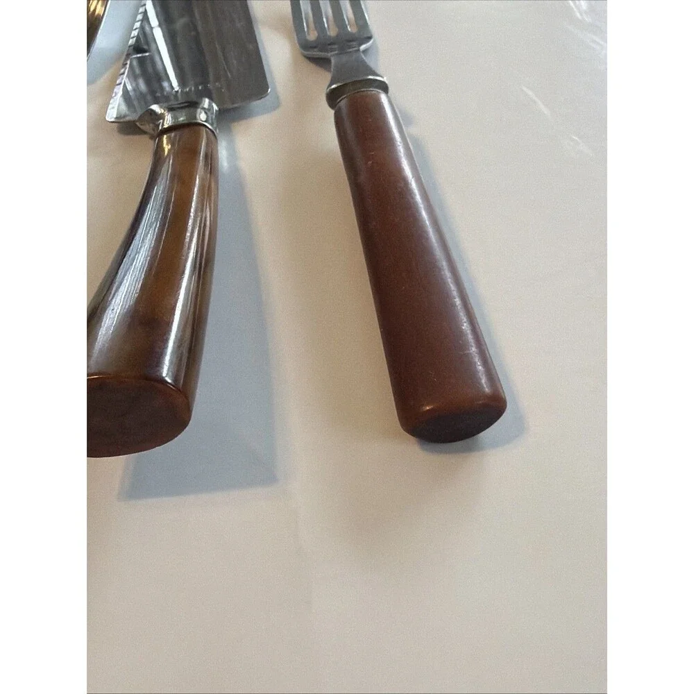 Vintage Caramel Bakelite Utensils Pie Server Ice Cream Scoop and Fork Marbling
